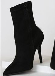 Lulus‎ Stassy Black Suede Pointed-Toe Sock Boots Womens Size 7.5 Stiletto…