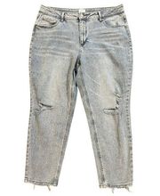 NWOT Time & Tru High Rise Distressed Straight Leg Blue Jeans Size 16