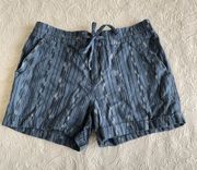 Women's Arlie Nickel Jacquard Blue Striped Drawstring Cotton Shorts