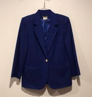 Vintage Savannah Wool Royal Blue Shoulder Padded Blazer