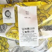 NEW Ganni Organic Cotton Floral Flower Print Pattern Egret Yellow Coverup Dress 