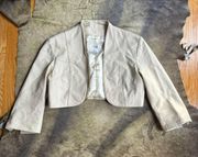 White House Black Market White Leather Business Twee Bolero Jacket