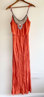 Orange Sleeveless Maxi Dress Size Small 