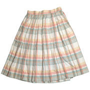 Vtg 1990s Orvis Pink Green Pastel Plaid A-Line Broomstick Cotton Midi Skirt 10