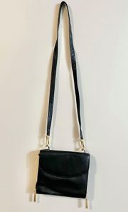 vintage black leather crossbody bag