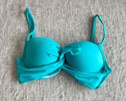 Bright Turquoise Twist Front Underwire Bikini Top Size D