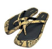 FRAME Sandals Womens Size 6.5US Leather Le Montauk Toe Loop in Python Slip On