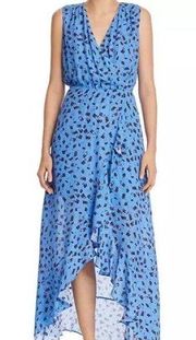 Parker Betty Silk Maxi Dress Blue Floral Size Small