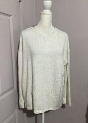 Three Dots Anthropologie Ivory Multi Color Speckle Pullover Long Sleeve Top