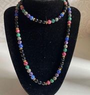 Long stone beaded necklace.  Fun boho alternative to pearls