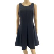 Bar III (L) Black Sleeveless Pleated Fit & Flare Mini Dress Womens