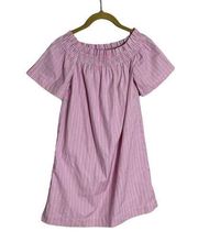 Vineyard Vines Pink Stripe Off the Shoulder Dress XXS Preppy