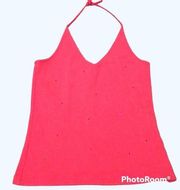 Gap Pink  Rhinestone halter top small Y2K on trend S jeweled