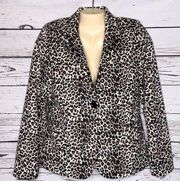 Forever 21 NWT Size L Animal Print One Button Notch Collar Blazer Jacket