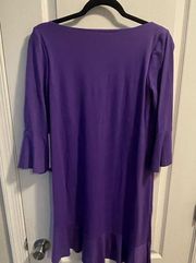 $196 Susana Monaco Womens purple Cecelie Ruffle Edge Shift Silhouette Dress