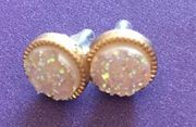 Druzy Earrings Clear Crystal Round Stud Studs NEW