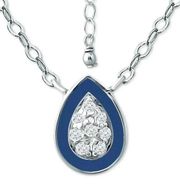 Giani Bernini Cubic Zirconia & Enamel Teardrop Pendant Necklace in Silver/Blue