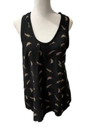 ASO Serena Van Der Woodsen Gossip Girl Black Joie Silk Feather Tank Top Alicia