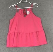 Olive & Oak Aruba Pink Camisole Top M Sleeveless Ruffle Hem Women's Cami