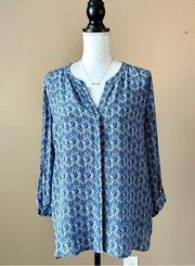 JOIE | Blue Audrick 100% Silk Animal Print Button Down Blouse Sz S