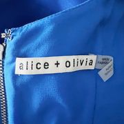 Alice + Olivia Cotton Poplin Stretch Scoop Neck Sleeveless Fit Flare Mini Dress 