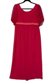 Vintage 1960's Women's Sz XS/S Hot Pink Chiffon Empire Waist Maxi Dress