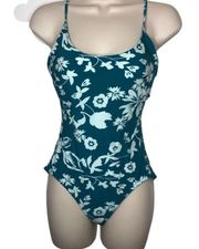 Calvin Klein aqua blue floral one piece swimsuit 6