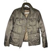 Steve Madden Puffer Jacket in Olive Green Military Style Quilted Size Large