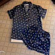 Swomog navy satin pajama set w white stars. M NWOT