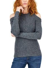 🆕 I.N.C. International Concepts Cold-Shoulder Ribbed-Knit Metallic Sweater