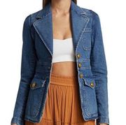 Amelia Denim Blazer Jacket In Medium Wash