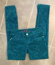 Like new paisley  corduroy skinny pants. Sz 2R