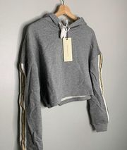 Crop Top Gray Hoodie Sweatshirt NEW L