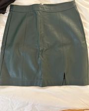 Green Leather Skirt With Slit