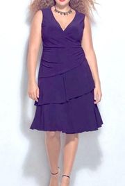 Size 16 w Luxe By Carmen Marc Valvo purple Faux Wrapped Midi Dress