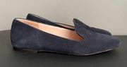 J Crew Women Smoking Slipper Loafer Navy Blue Suede Flat Size 9