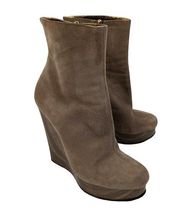 Giuseppe Zanotti Tan Suede Wedge Boots 38.5 Platform Ultra High Preowned FLAWS