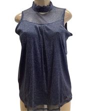 Luna Rae Blue Shimmery Sleeveless Blouse Size Large New