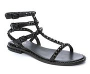 Ash Play Bis Tonal Black Studded Flat Sandals Size 37