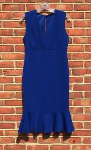 Royal Blue  Mermaid Ruffled Hem Midi Dress