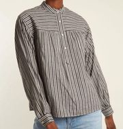 Isabel Marant Etoile Only Vintage Striped Henley Blouse Sz 40 (US L) EUC Gray