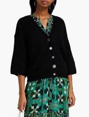BA&SH June Button-Detailed Wool-Blend Cardigan Black Sweater Size 2 NWT $325.00