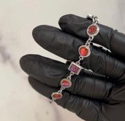 Vintage Silver &  Red Charm Bracelet