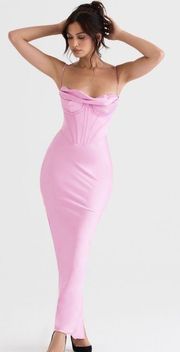 'Charmaine' Pink Corset Maxi Dress NWOT size S