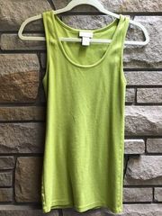 Soft Surroundings Ribbed Basic Tank Top Citron Green Cotton Modal Medium 23878