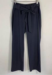 Athleta Women's Belted Pants Paperbag Tied Waist Navy Blue Size 8