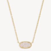 Kendra Scott Elisa Gold Pendant Necklace in Iridescent Drusy