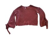 Love By Design Women's Burgundy Crochet Pullover Cropped Sweater Size Medium