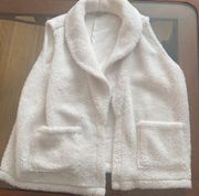 Ann Taylor Loft Faux Fur teddy vest white winter vest size large