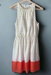 🎉 Old Navy Dress Striped Halter Tan White Orange